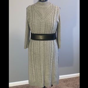 Comfy and sexy sweater dress- gray cold shoulder